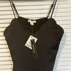 Monteau black silk cami top